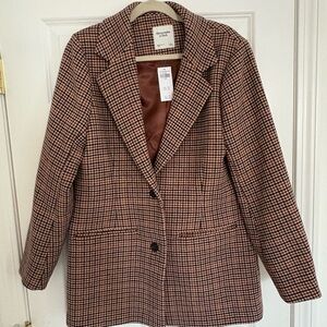 Abercrombie & Fitch Brown and Black Plaid Coat Jacket